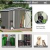 Patio 8ft x6ft Bike Shed Garden Shed; Metal Storage Shed with Lockable Doors; Tool Cabinet with Vents and Foundation Frame for Backyard; Lawn; Garden