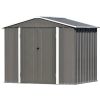 Patio 8ft x6ft Bike Shed Garden Shed; Metal Storage Shed with Lockable Doors; Tool Cabinet with Vents and Foundation Frame for Backyard; Lawn; Garden