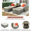 Patio Furniture Sets, 3-Piece Patio Wicker Sofa with Cushions, Pillows, Ottomans and Lift Top Coffee Table