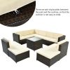 9 Piece Rattan Sectional Seating Group with Cushions and Ottoman, Patio Furniture Sets, Outdoor Wicker Sectional