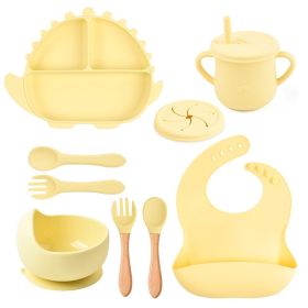 8-piece Children's Silicone Tableware Set Dinosaur Silicone Plate Bib Spoon Fork Cup Baby Silicone Plate (Option: Y11-C)